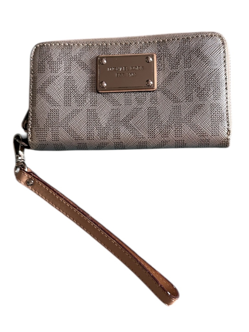 Michael Kors Jet Set Travel Continental Wallet/Wristlet in Metallic Silver